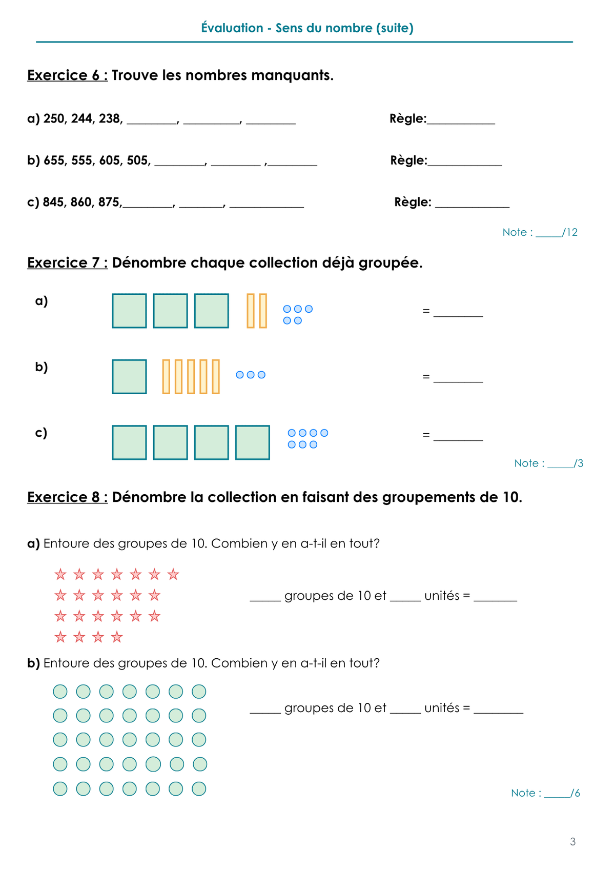 Révision en mathématiques- 3e année