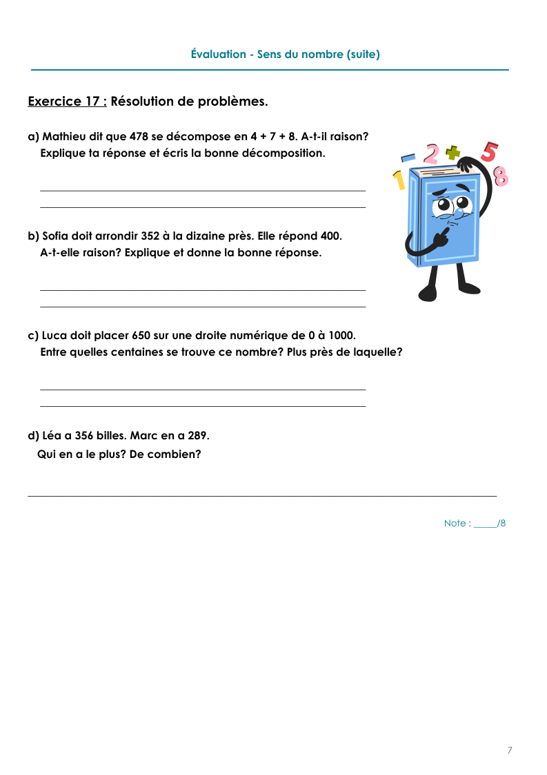Révision en mathématiques- 3e année