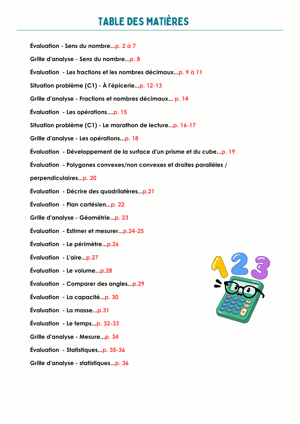 Révision en mathématiques- 3e année