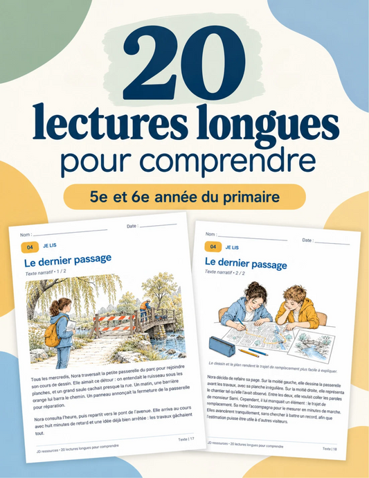 20 textes longs avec questions de compréhension - 3e cycle