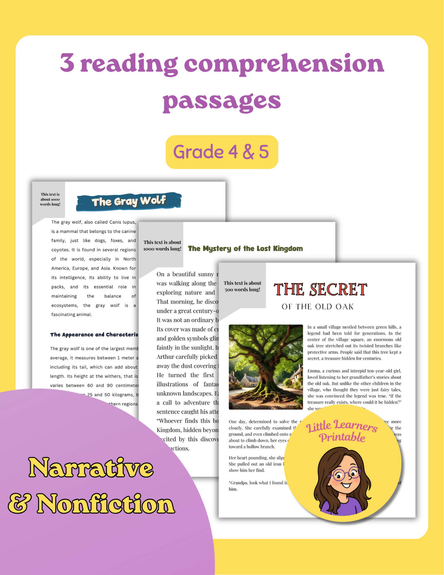 3 Reading Comprehension Passages with Questions - 23 pages