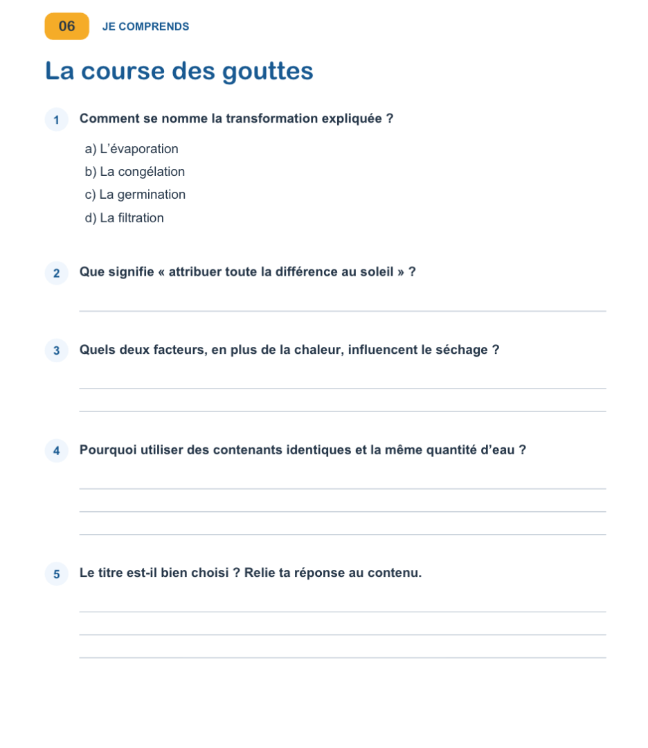50 compréhensions de textes – 4e et 5e année