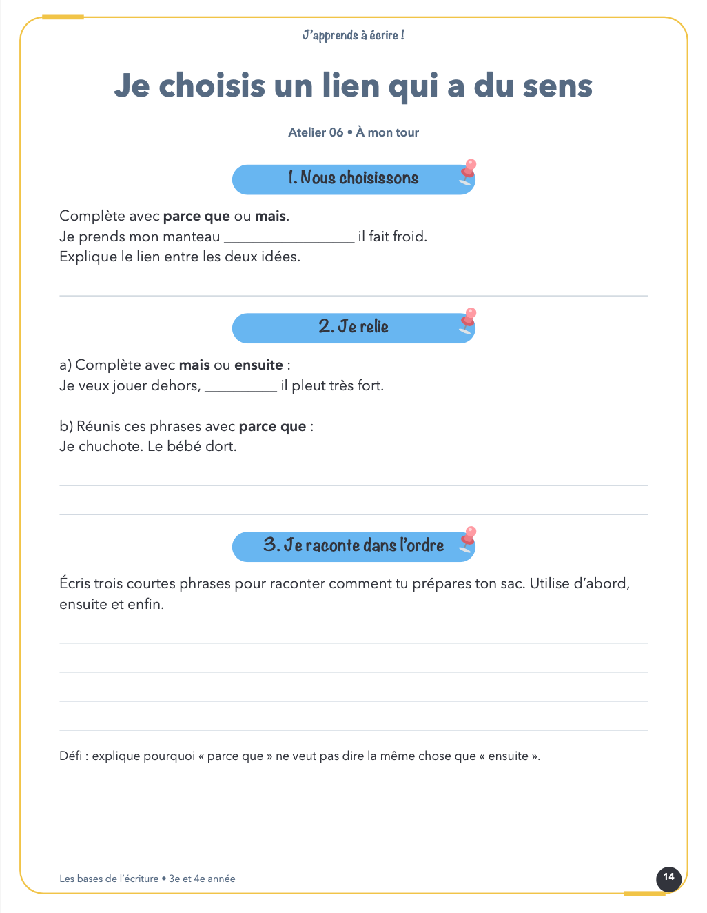 Écriture et production écrite | 2e cycle
