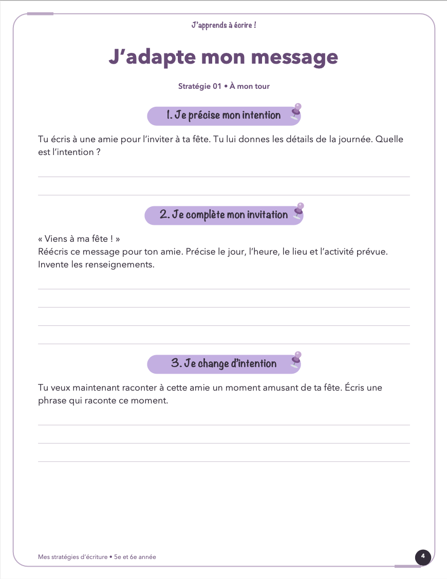 Écriture et production écrite | 3e cycle